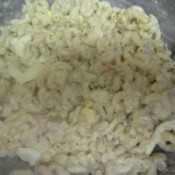 A homemade tuna macaroni salad.