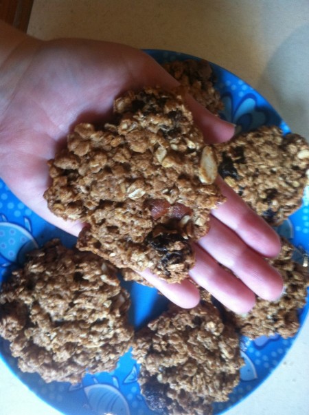 Healthy Breakfast Cookies - cookie resting in the palm of baker's hand
