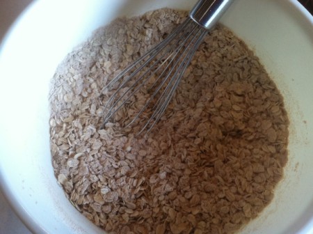 Healthy Breakfast Cookies - mixing the oats