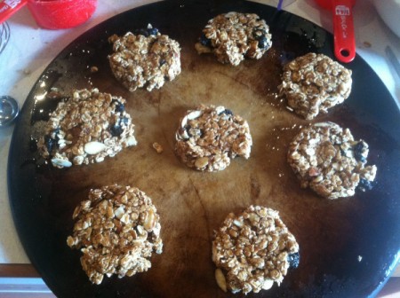 Healthy Breakfast Cookies - unbaked cookies on a baking sheet