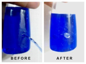 A bottle before and after repair.