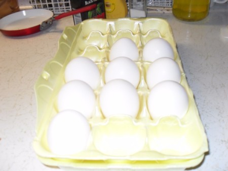 open carton of eggs