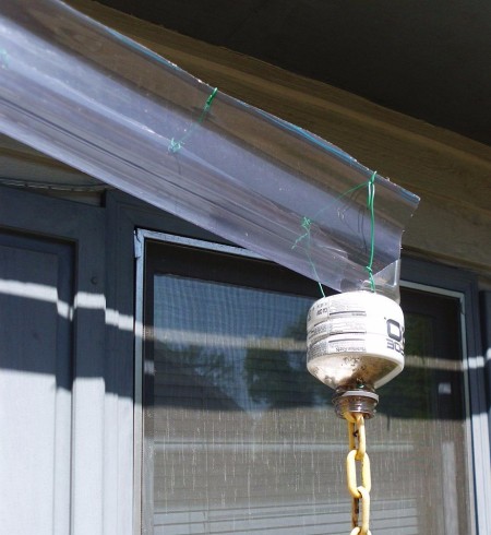 A clear shield for a roof rain gutter.