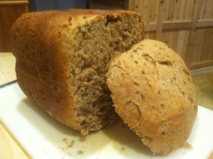 Whole Wheat Bread (Bread Machine) - cut loaf of bread