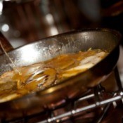 A pan of Crepes Suzette