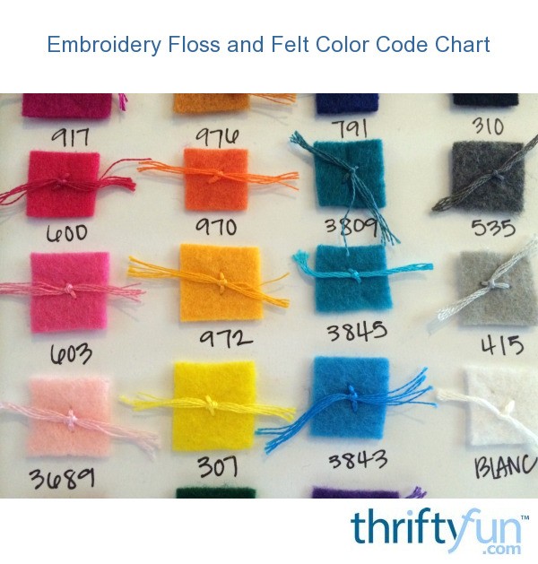 Embroidery Floss and Felt Color Code Chart ThriftyFun