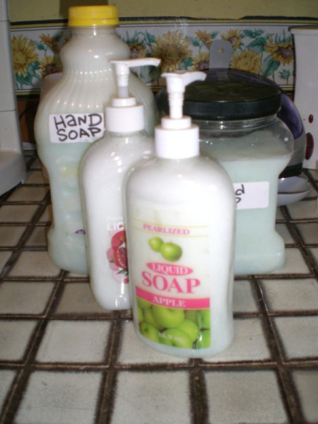 pump bottles filled with liquid soap