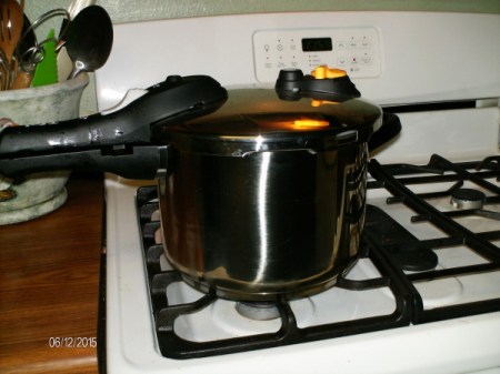 pressure cooker on stove