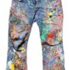 lots of paint spilled on jeans