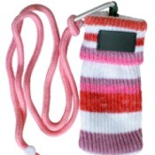 striped knit sock like phone pouch