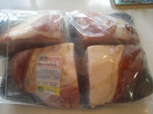 Packaged ham ready for the freezer