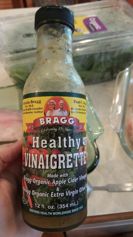 A bottle of vinaigrette.