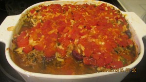 A pan of stuffed peppers