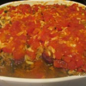 A pan of stuffed peppers