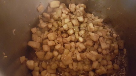 cooked diced squash and eggplant