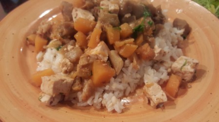 Coconut Squash and Tofu over rice