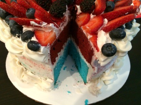 4th of July Red and Blue Velvet Cake