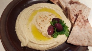 Hummus on plate