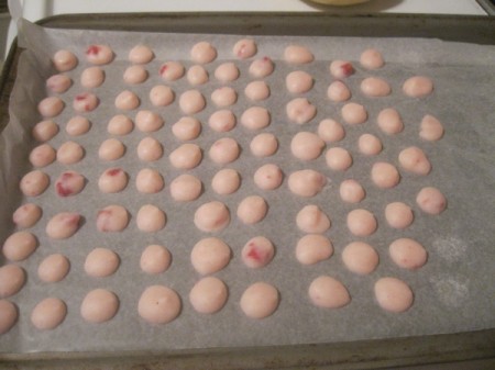 drops of yogurt on trays