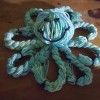 Yarn Octopus Doll - finished blue octopus with eyes and mouth