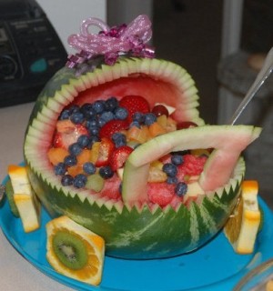 watermelon fruit bowl baby carriage