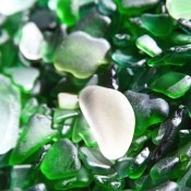 A pile of rounded beach glass.