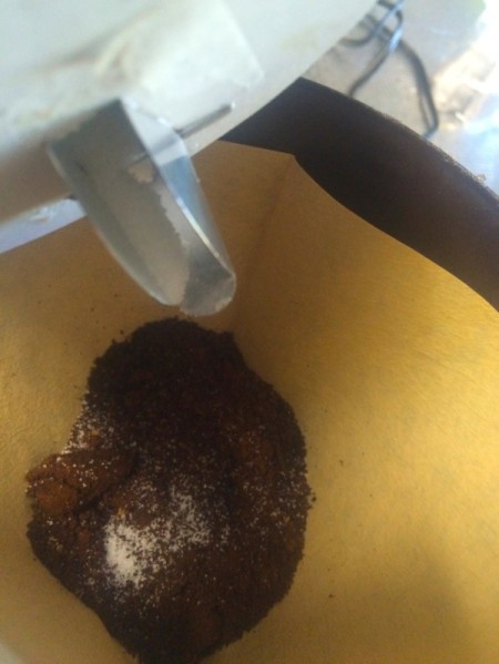 Coffee grounds with salt added.