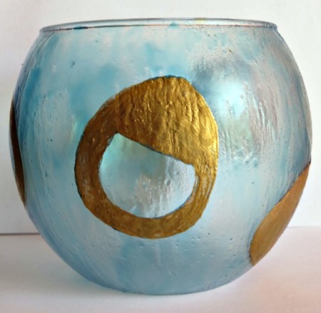 Peacock-Inspired Glass Vase