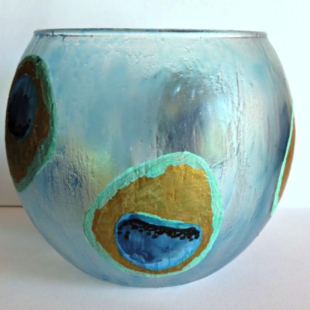 Peacock-Inspired Glass Vase