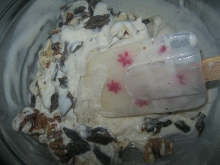 folding in chocolate and nuts