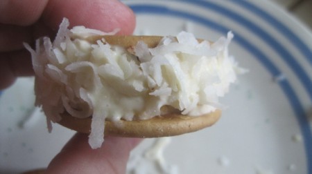 Ice Cream Sandwiches - coconut on cookie sandwich