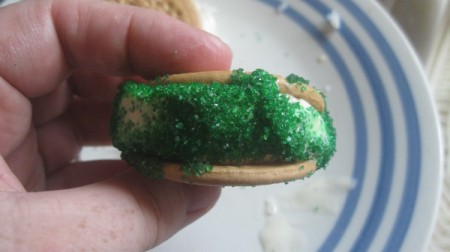 Ice Cream Sandwiches - green sprinkles on cookie sandwich