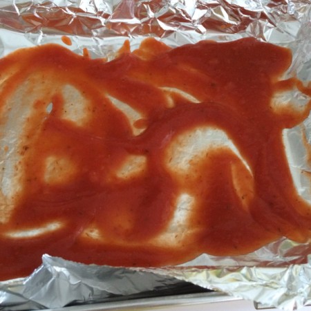 sauce in baking pan