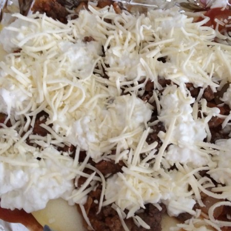 cheese added to baking pan