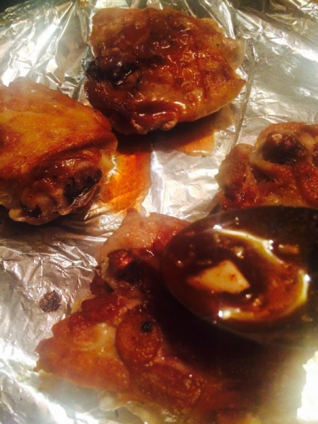 chicken on foil lined baking pan