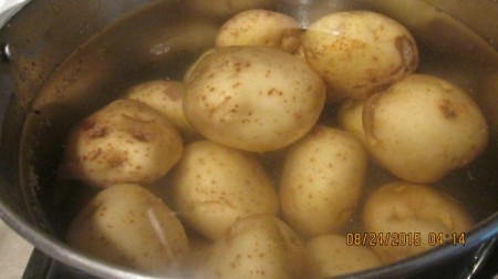 Old Fashioned Potato Salad - potatoes in pan
