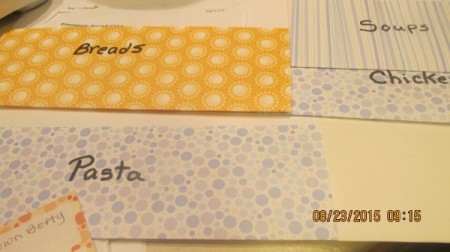 Scrapbook Pockets for Filing Recipes