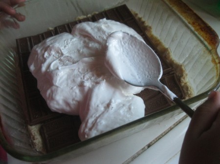 spreading marshmallow cream