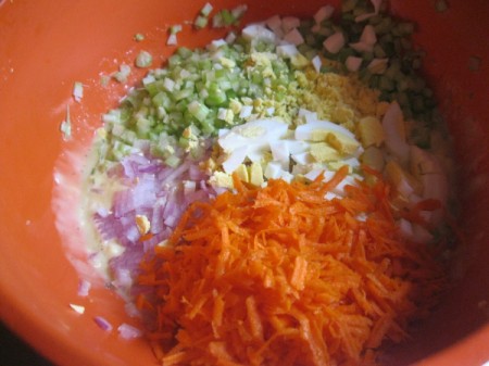 chopped veggies with sauce