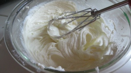 mixing cream cheese and sugar