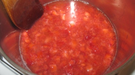 cooking strawberry glaze