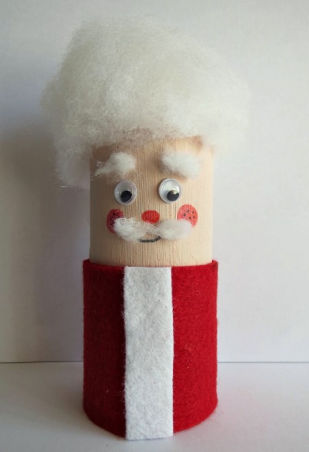 Toilet Roll Father Christmas - adding the red and white felt jacket