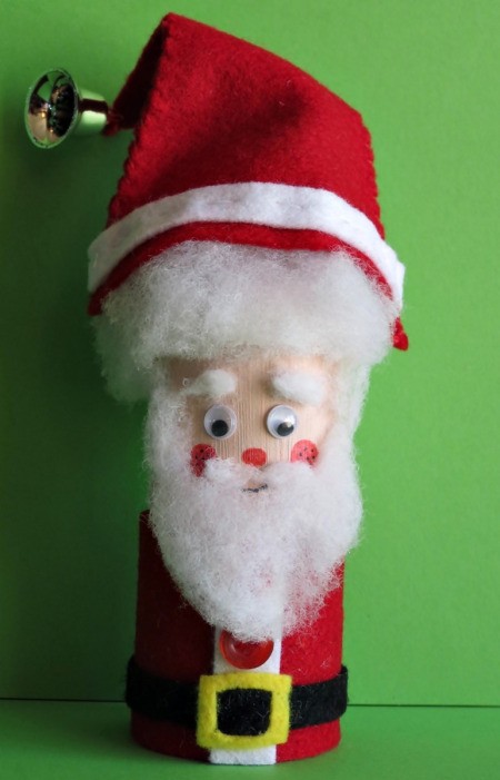 Toilet Roll Father Christmas - finished Father Christmas complete with hat including a bell
