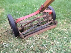 reel mower in pieces