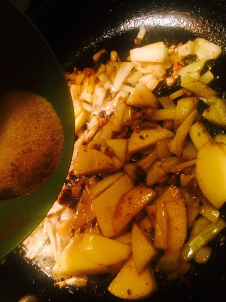 chopped ingredients in pan