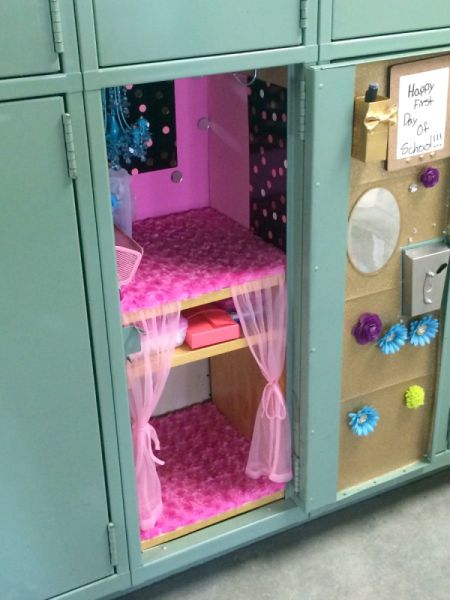 Pink and Gold Themed Locker Decor