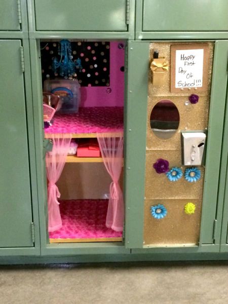 Pink and Gold Themed Locker Decor