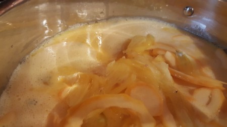 scrambled eggs & veggies in pan