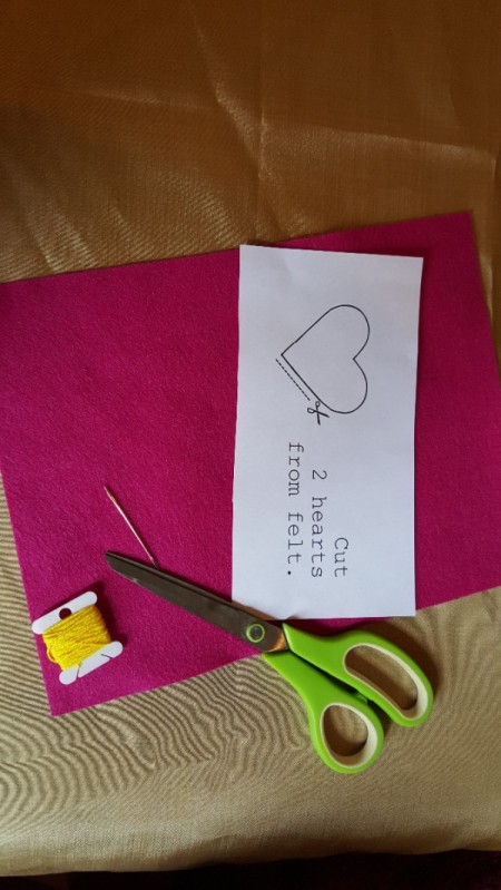 Felt Heart Bookmark - supplies