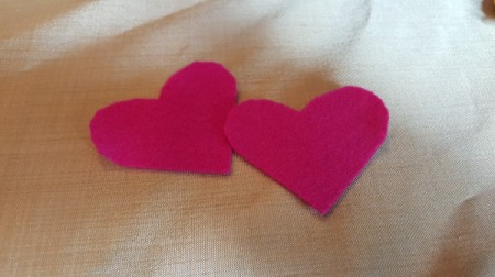 Felt Heart Bookmark - two felt hearts